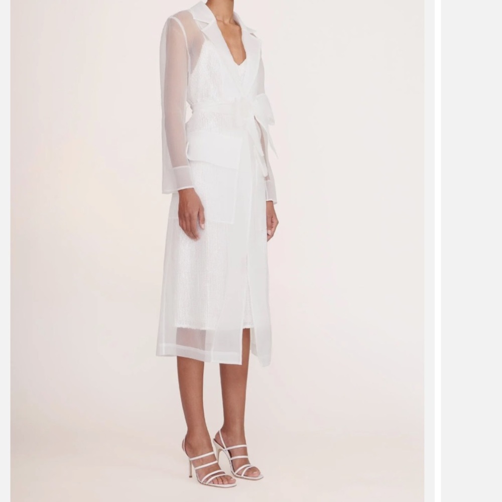 Staud Ashley Sheer Belted Midi Dress Size Medium